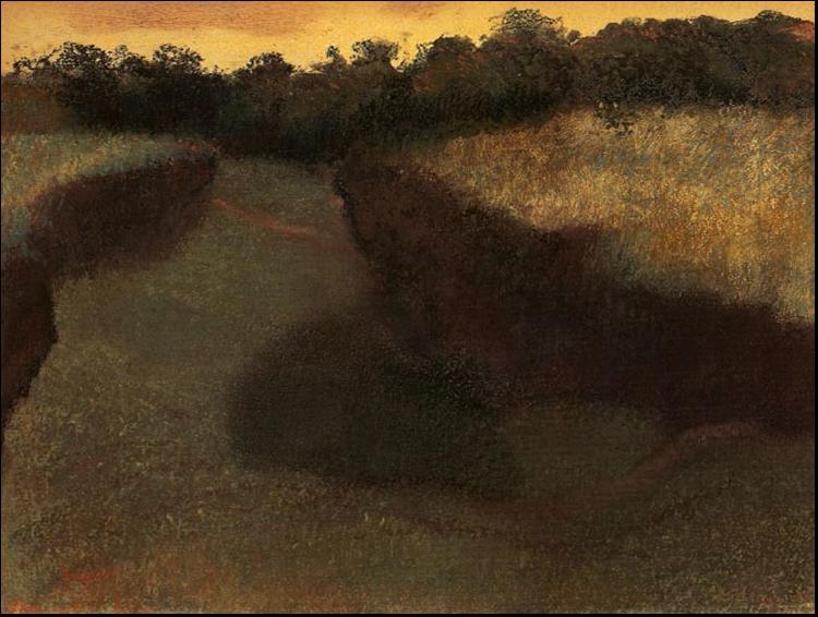 Edgar Degas Wheatfield and Row of Trees oil painting image